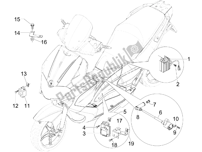 Toutes les pièces pour le Régulateurs De Tension - Unités De Commande électronique (ecu) - H. T. Bobine du Gilera Runner 200 ST 4T E3 2008