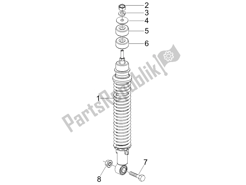 All parts for the Rear Suspension - Shock Absorber/s of the Gilera Stalker Naked UK 50 2008