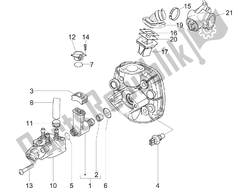 All parts for the Throttle Body - Injector - Union Pipe of the Gilera Runner 50 Pure JET 2005