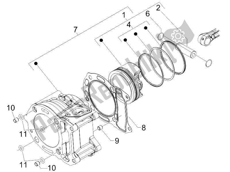 Toutes les pièces pour le Unité Cylindre-piston-axe De Poignet du Gilera Oregon 250 CC 2007