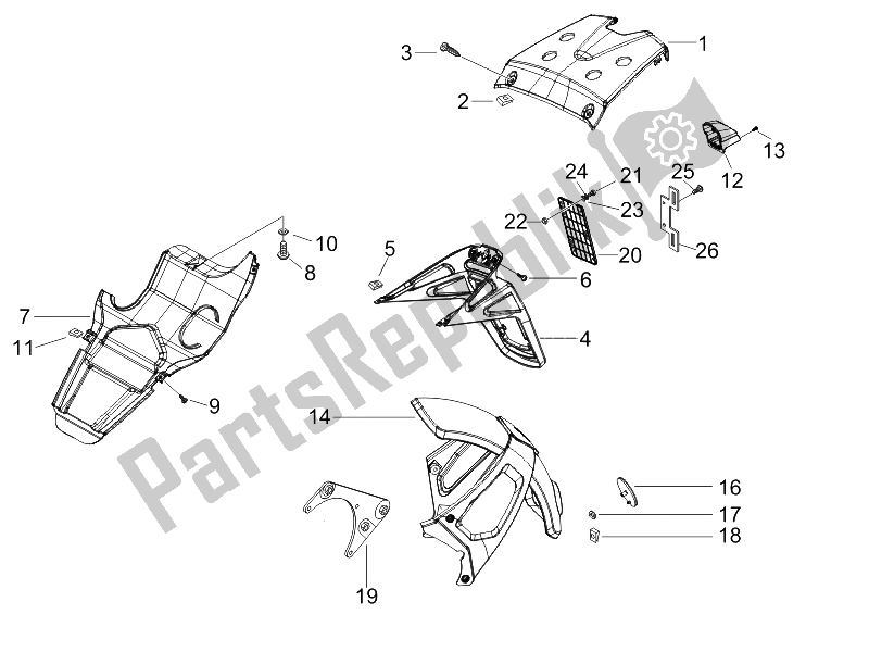 Todas las partes para Cubierta Trasera - Protector Contra Salpicaduras de Gilera Runner 125 VX 4T Race E3 UK 2006