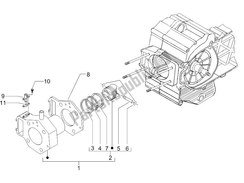 Toutes les pièces pour le Unité Cylindre-piston-axe De Poignet du Gilera Fuoco 500 E3 2007
