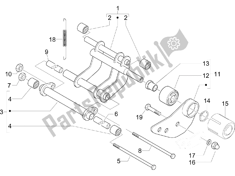 All parts for the Swinging Arm of the Gilera Runner 125 VX 4T SC 2006