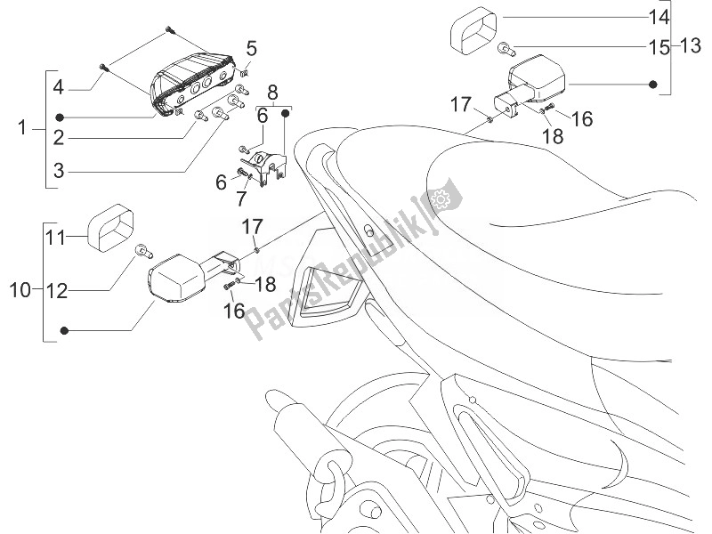 Toutes les pièces pour le Phares Arrière - Clignotants du Gilera Runner 125 VX 4T 2005