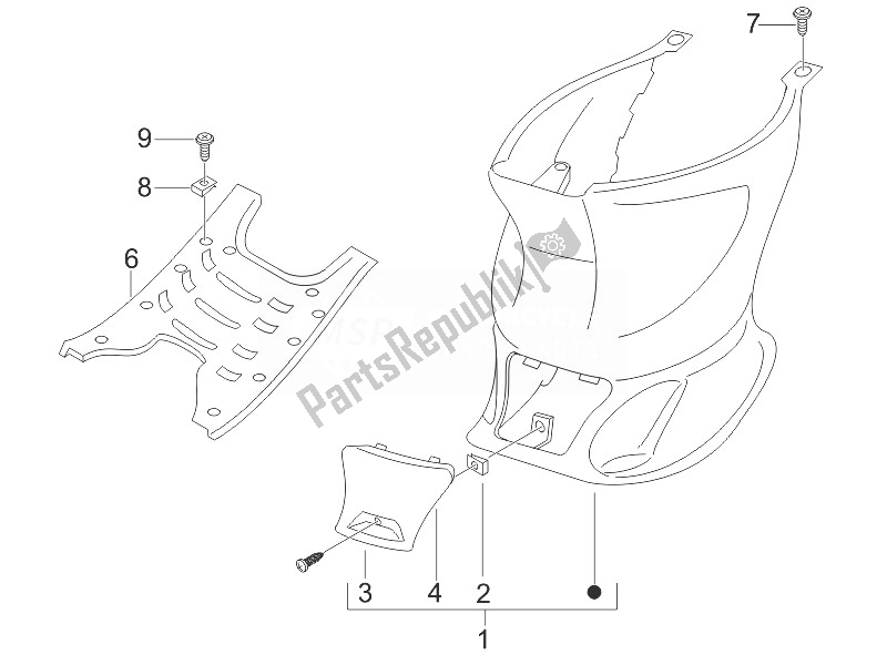 All parts for the Central Cover - Footrests of the Gilera Stalker 50 2007