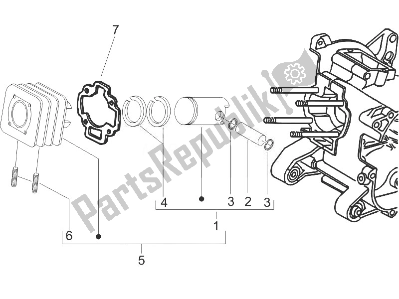 Toutes les pièces pour le Unité Cylindre-piston-axe De Poignet du Gilera Stalker 50 2007