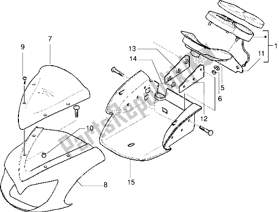 Alle onderdelen voor de Stroomlijnkappen Voor Instrumenten van de Gilera DNA 50 1998