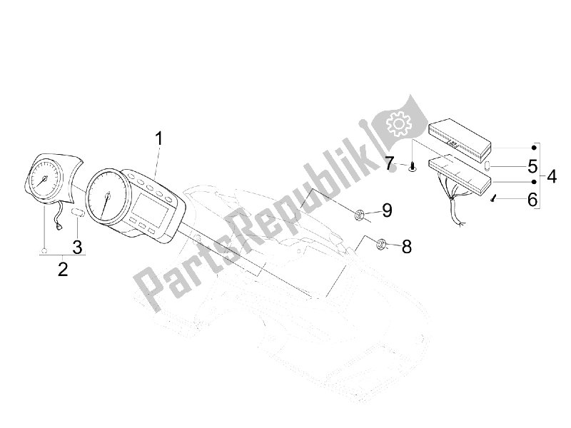 All parts for the Meter Combination-dashbord of the Gilera Nexus 125 IE E3 2009