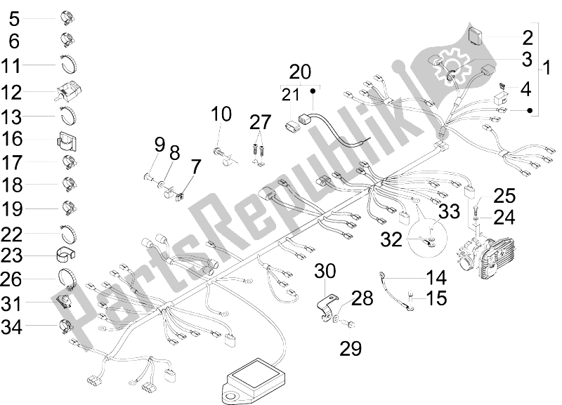 Toutes les pièces pour le Faisceau De Câbles Principal du Gilera Nexus 125 IE E3 2009