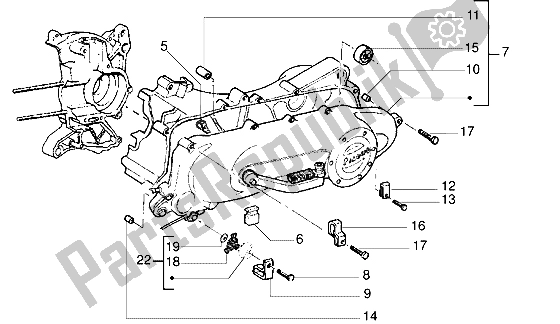 All parts for the Clutch Cover-scrool Cover of the Gilera DNA 50 1998