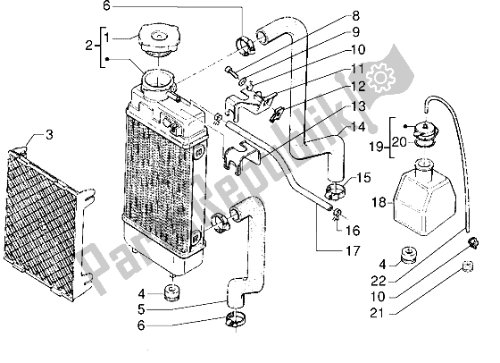 All parts for the Radiator of the Gilera Surfer 50 1998