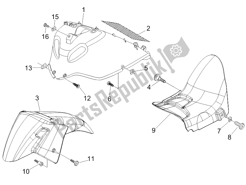 Toutes les pièces pour le Logement De Roue - Garde-boue du Gilera Nexus 500 E3 UK 2006