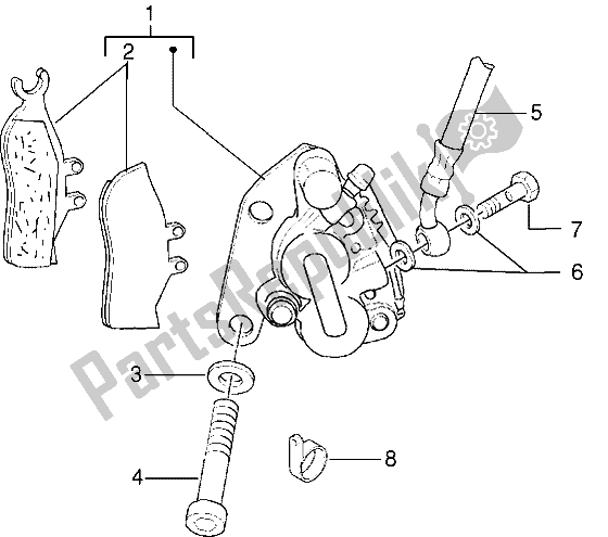 All parts for the Caliper of the Gilera DNA 180 1998