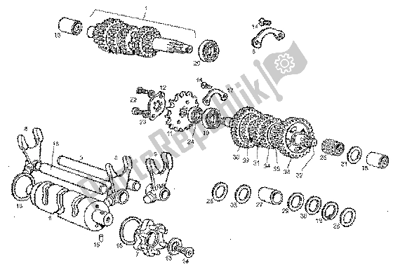 All parts for the Drive Shaft-output Shaft of the Gilera GPR 50 1998