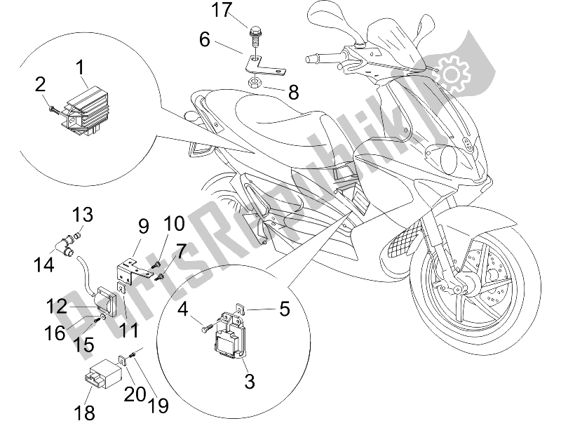 All parts for the Voltage Regulators - Electronic Control Units (ecu) - H. T. Coil of the Gilera Runner 125 VX 4T Race E3 UK 2006