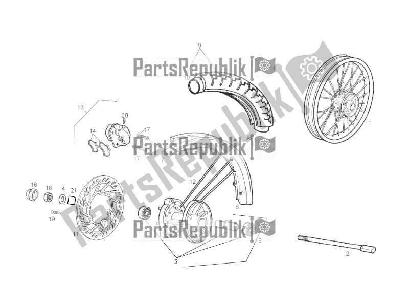 All parts for the Front Wheel of the Gilera RCR 50 2016