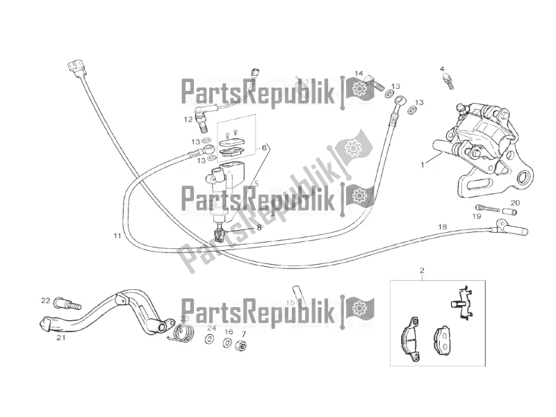 Alle onderdelen voor de Achter Remsysteem van de Gilera RCR 50 2016