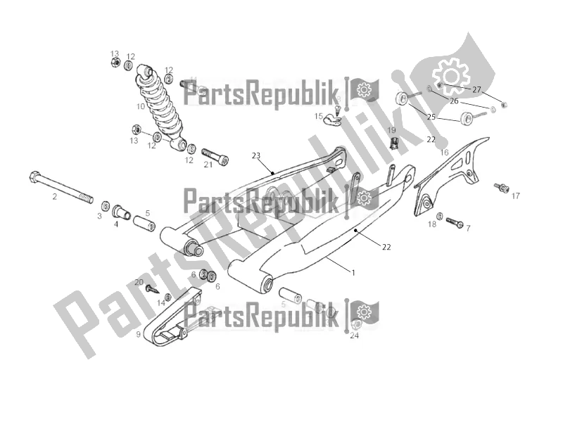 Toutes les pièces pour le Bras Oscillant - Amortisseur du Gilera RCR 50 2016