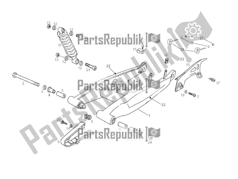 All parts for the Swing Arm - Shock Absorber of the Gilera RCR 50 2017