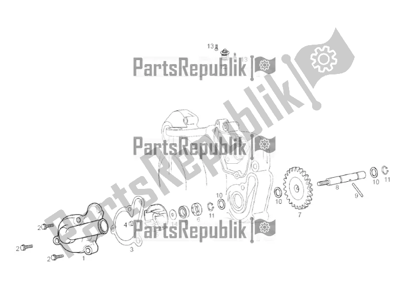 All parts for the Water Pump of the Gilera RCR 50 2017