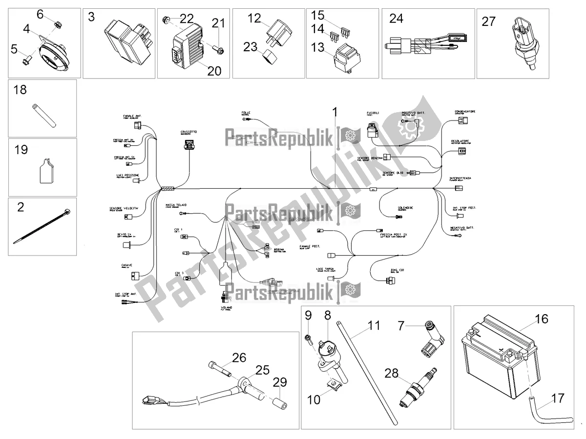 Toutes les pièces pour le Système électrique Central du Gilera RCR 50 2018