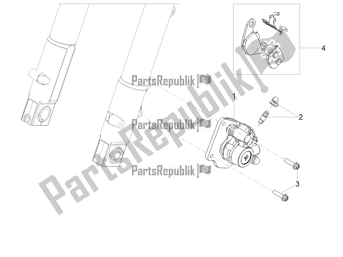 All parts for the Front Brake Caliper of the Gilera RCR 50 2019