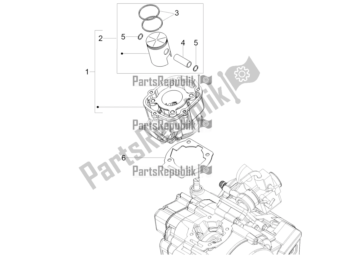 All parts for the Cylinder - Piston of the Gilera RCR 50 2020