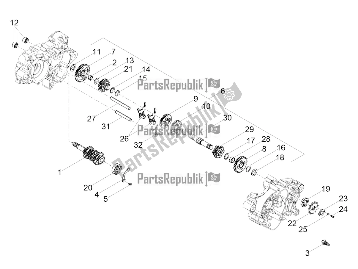 Todas as partes de Caixa De Engrenagens - Conjunto De Engrenagens do Gilera RCR 50 2020