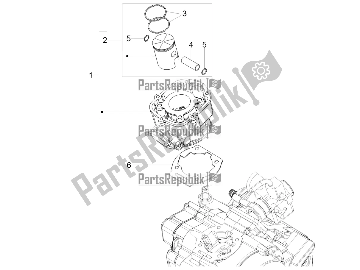 All parts for the Cylinder - Piston of the Gilera RCR 50 2021