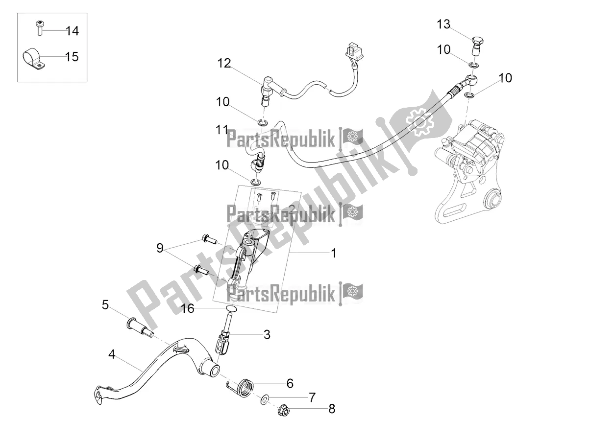 All parts for the Rear Master Cylinder of the Gilera RCR 50 2021