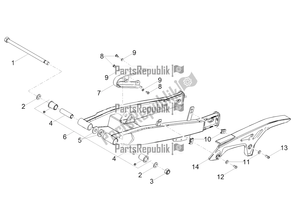 All parts for the Swing Arm of the Gilera RCR 50 2021