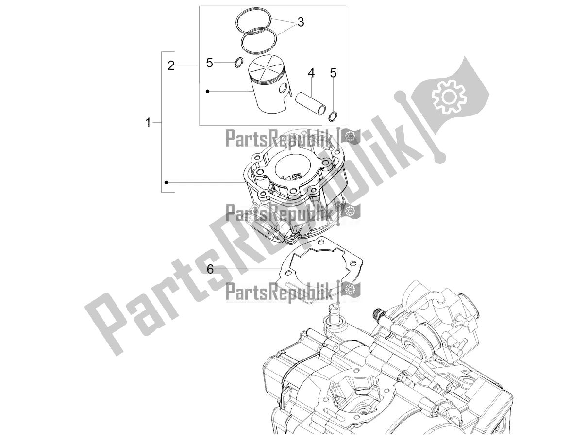All parts for the Cylinder - Piston of the Gilera RCR 50 2022