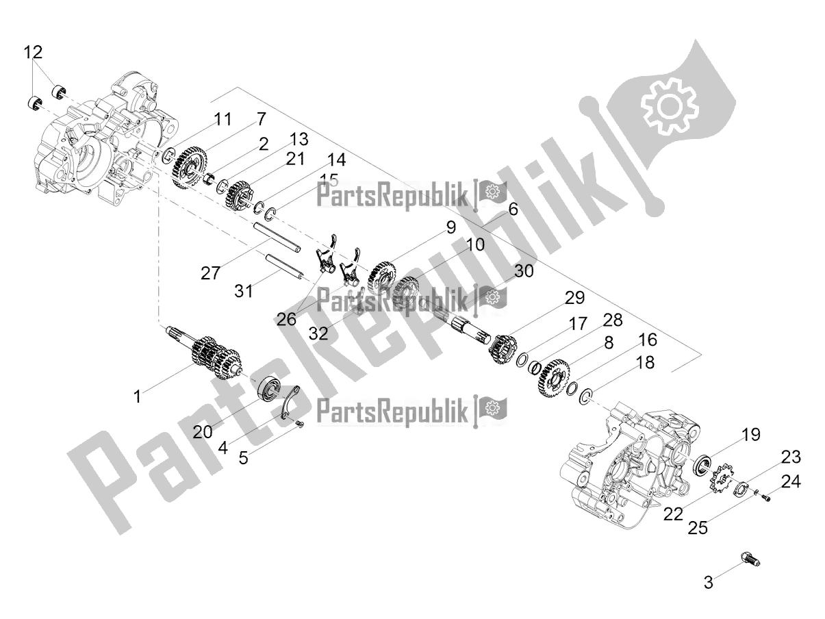 All parts for the Gear Box - Gear Assembly of the Gilera RCR 50 2022