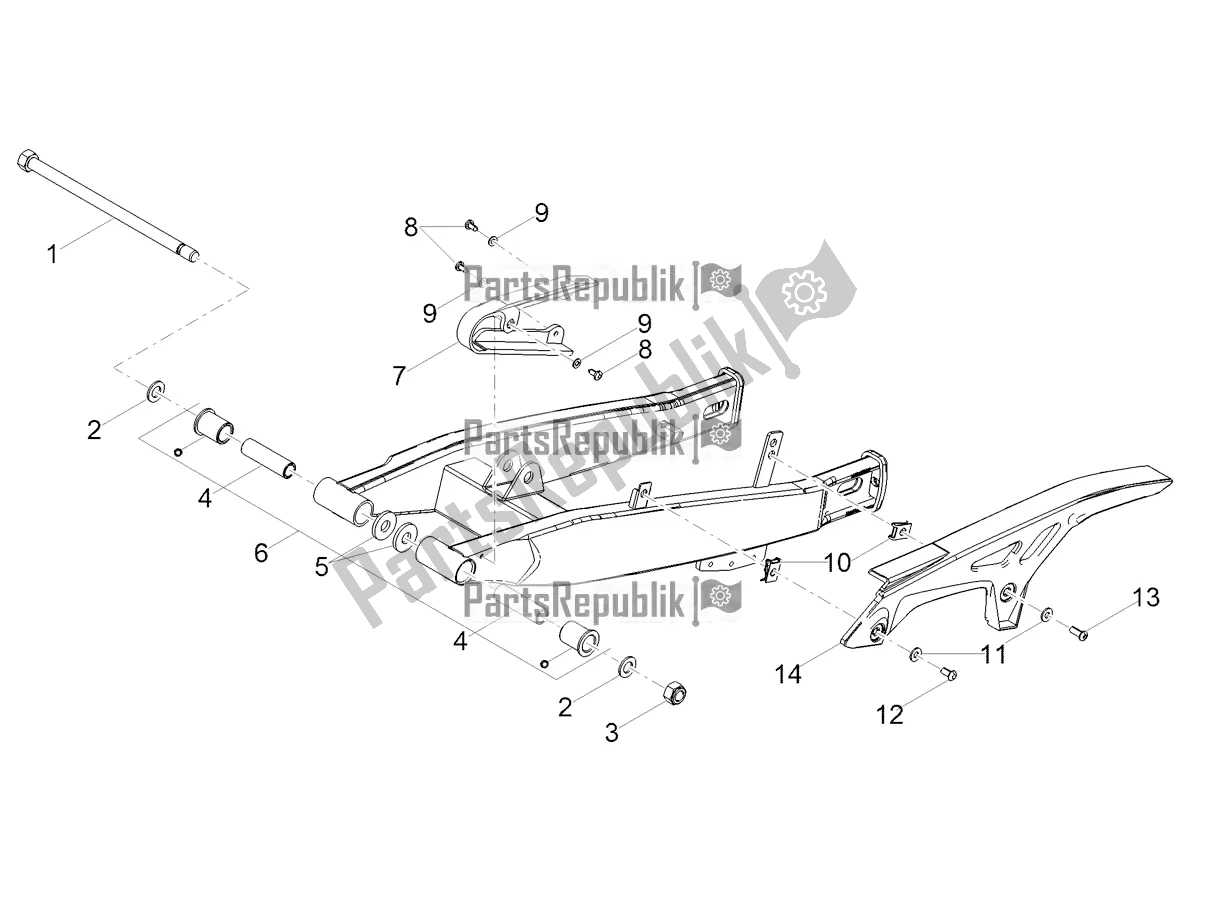 All parts for the Swing Arm of the Gilera RCR 50 2022