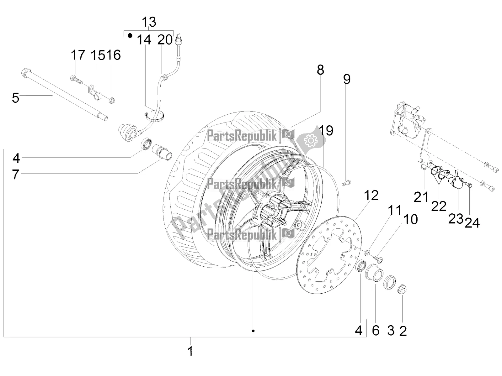 Toutes les pièces pour le Roue Avant du Gilera Runner 125 ST 4T 2016