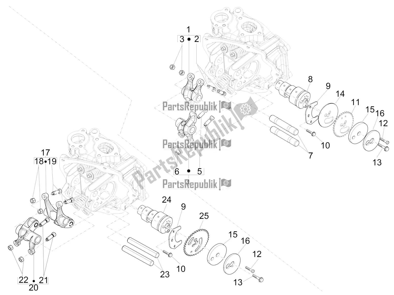 Toutes les pièces pour le Leviers à Bascule Support Unité du Gilera Runner 125 ST 4T 2016