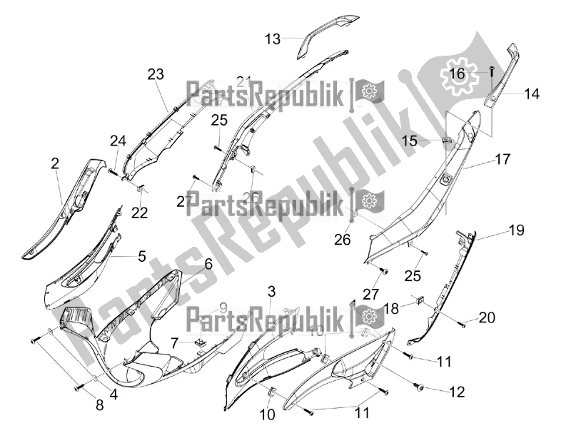 Toutes les pièces pour le Couvercle Latéral - Spoiler du Gilera Runner 125 ST 4T 2016