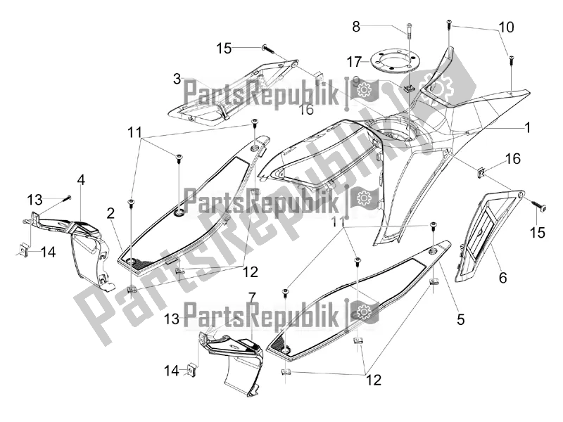 Todas las partes para Cubierta Central - Reposapiés de Gilera Runner 125 ST 4T 2017