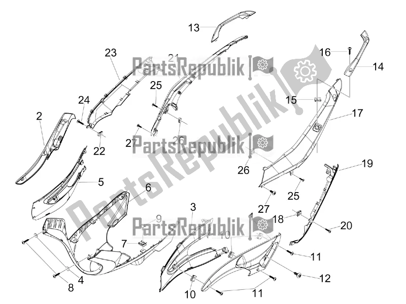 All parts for the Side Cover - Spoiler of the Gilera Runner 125 ST 4T 2017