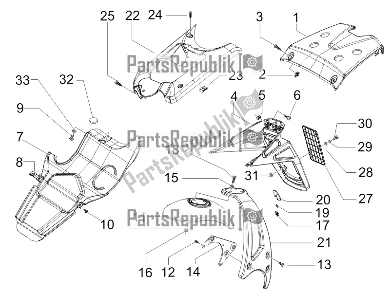 All parts for the Rear Cover - Splash Guard of the Gilera Runner 50 SP 2016