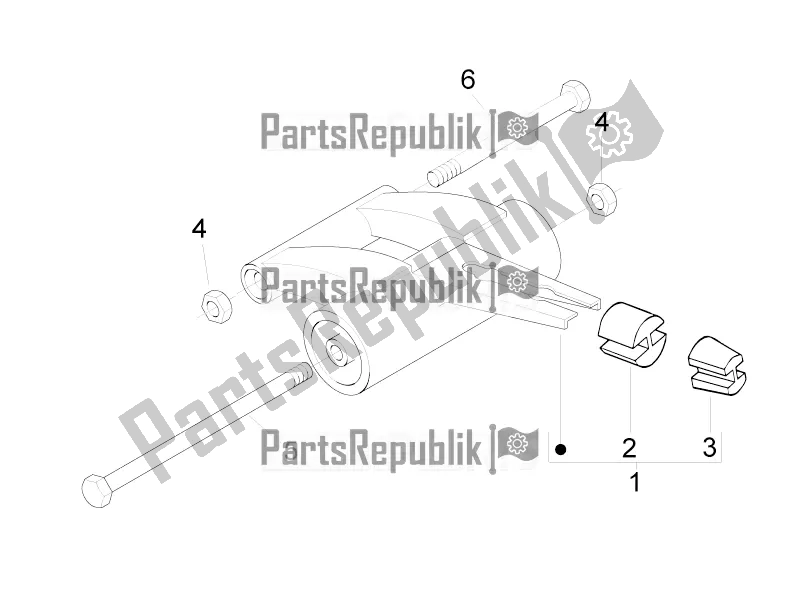 All parts for the Swinging Arm of the Gilera Runner 50 SP 2016