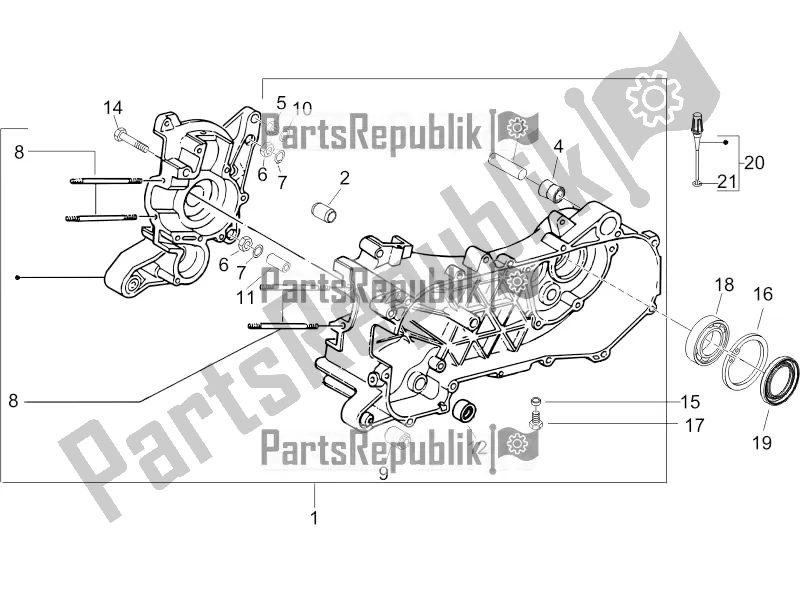 All parts for the Crankcase of the Gilera Runner 50 SP 2018