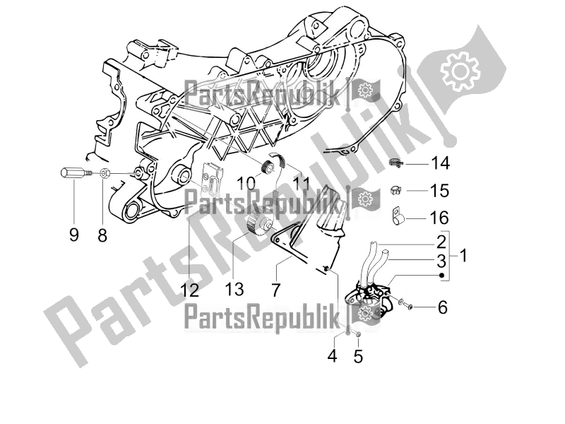 All parts for the Oil Pump of the Gilera Runner 50 SP 2018