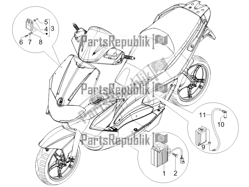 Alle onderdelen voor de Spanningsregelaars - Elektronische Regeleenheden (ecu) - H. T. Spoel van de Gilera Runner 50 SP 2019