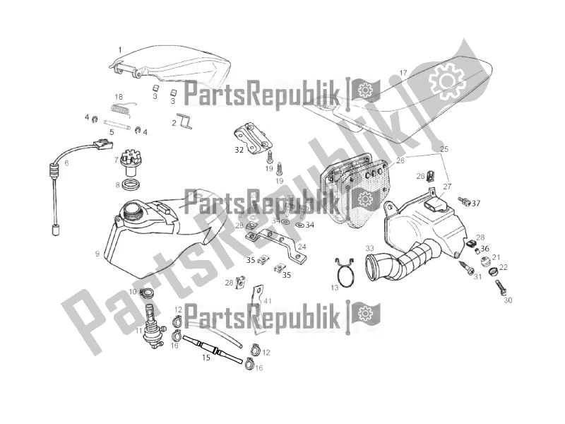 Tutte le parti per il Serbatoio - Air Box - Sella del Gilera SMT 50 2016