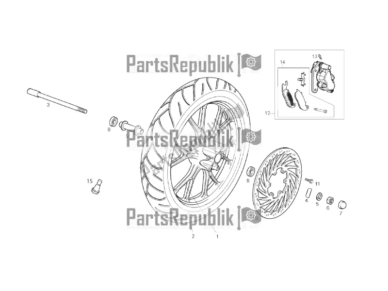 All parts for the Front Wheel of the Gilera SMT 50 2017