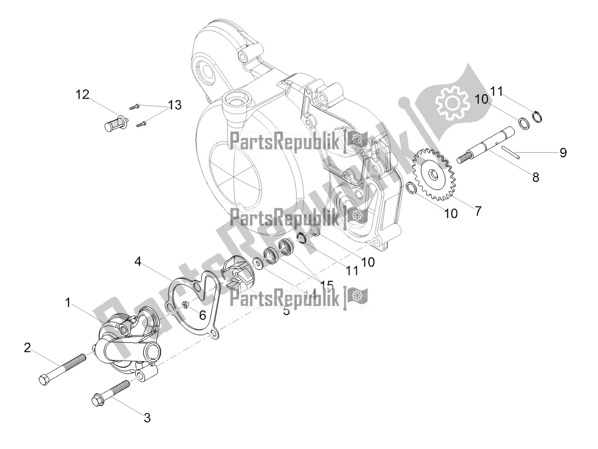 Alle onderdelen voor de Waterpomp van de Gilera SMT 50 Drifting 2021