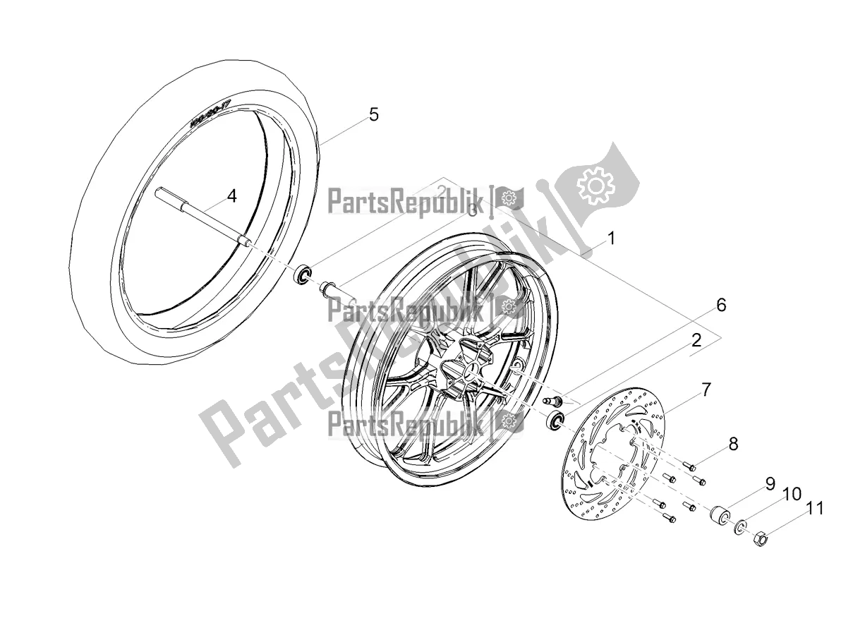 All parts for the Front Wheel of the Gilera SMT 50 Drifting 2022