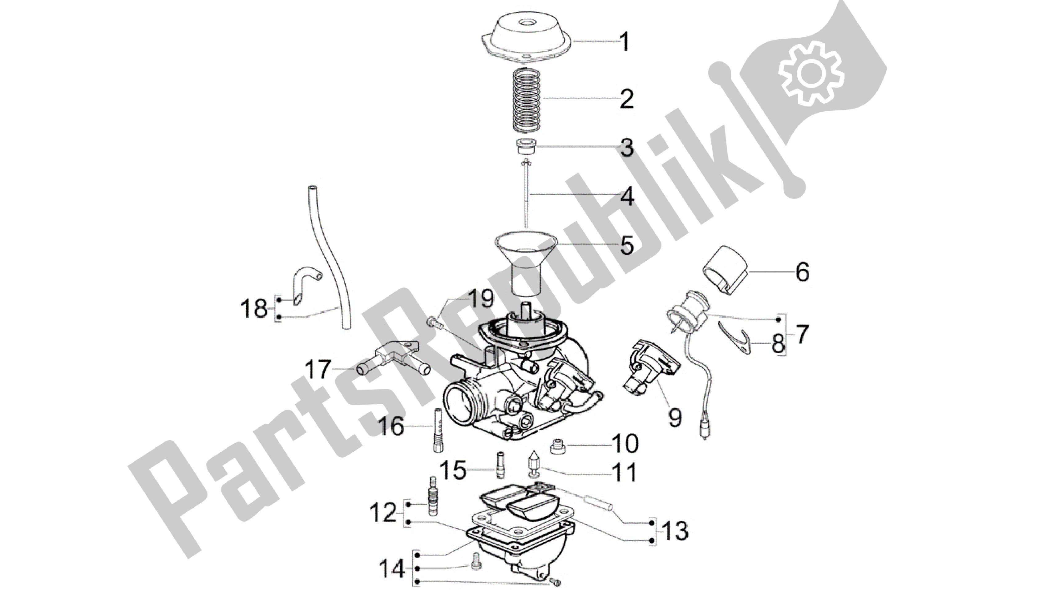 Toutes les pièces pour le Composants Du Carburateur du Gilera Runner 200 2005 - 2011