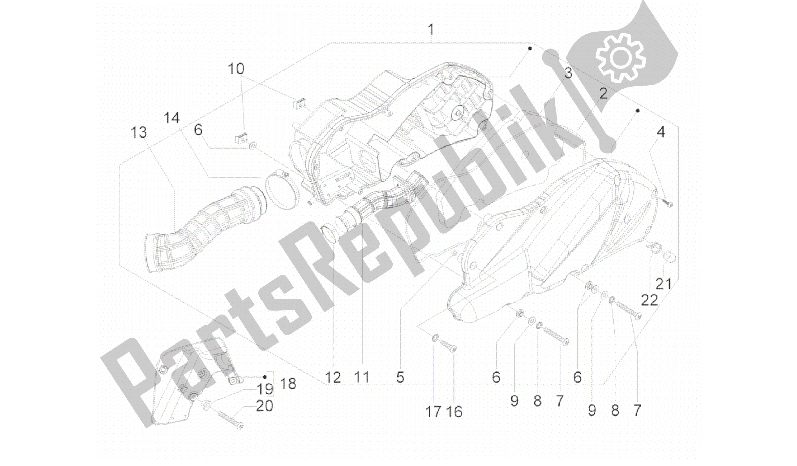 All parts for the Air Filter of the Gilera Runner 200 2005 - 2011